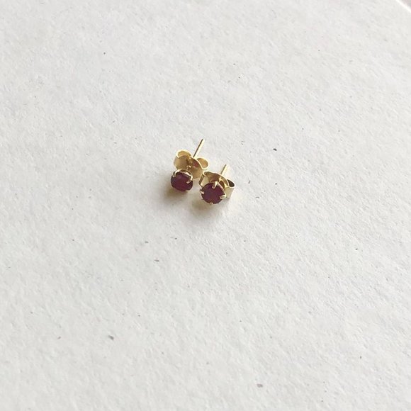 Garnet Solitaire Stud Earrings - Picture 1 of 6
